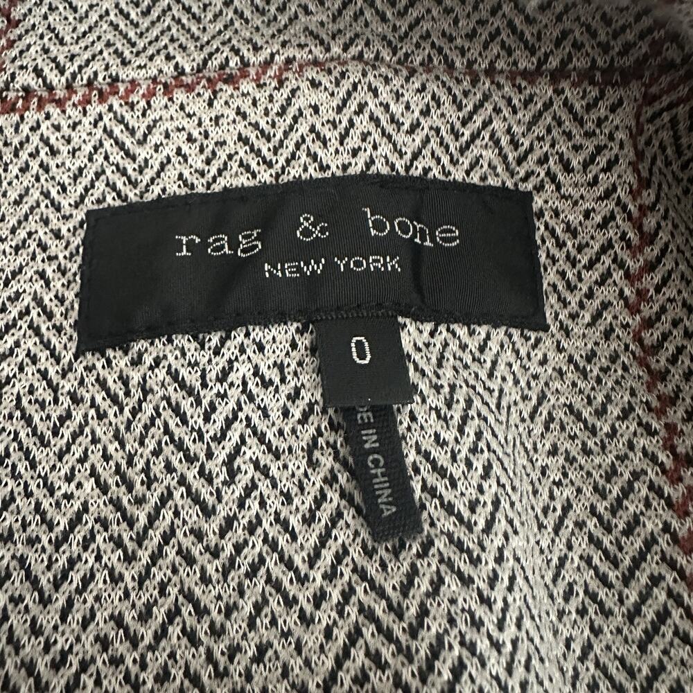 Rag & Bone Slade Ponte Blazer Women Size 0 Gray Herringbone Windowpane Check - Picture 14 of 16